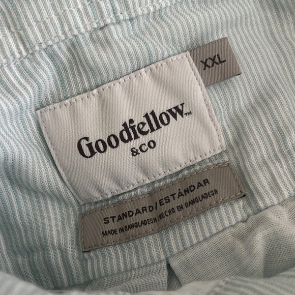 GOODFELLOW & CO. Mint Green White Stripe Casual Button-Down Shirt XXL - Picture 2 of 6